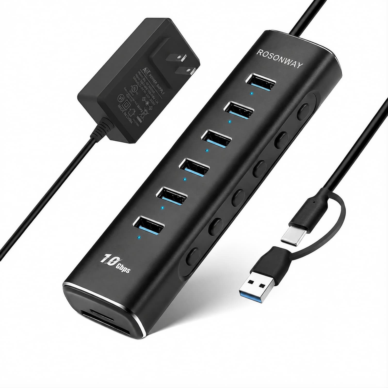 Amazon | ROSONWAY USBハブ 8-in-1 SD/TFカード対応 10Gbps USB-Ax6